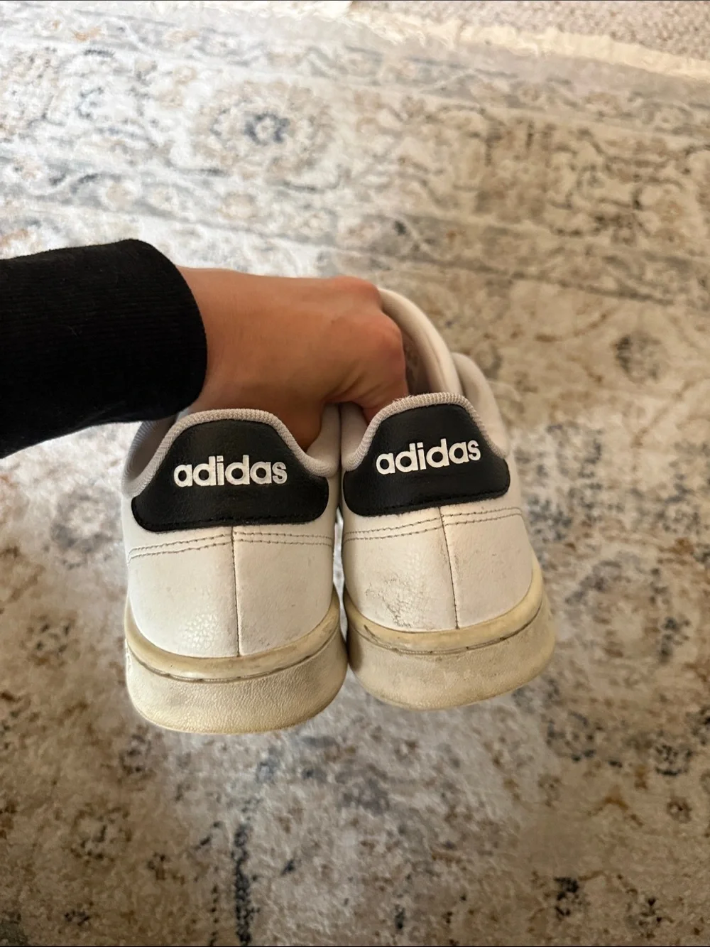 adidas Women’s White Sneakers with Black Stripes